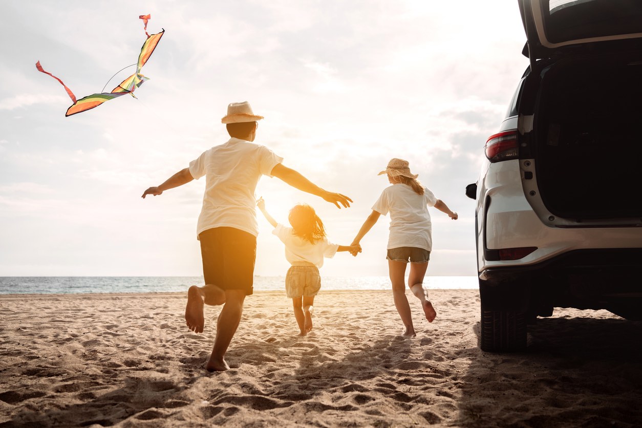 Happy family enjoying Noosa 4WD