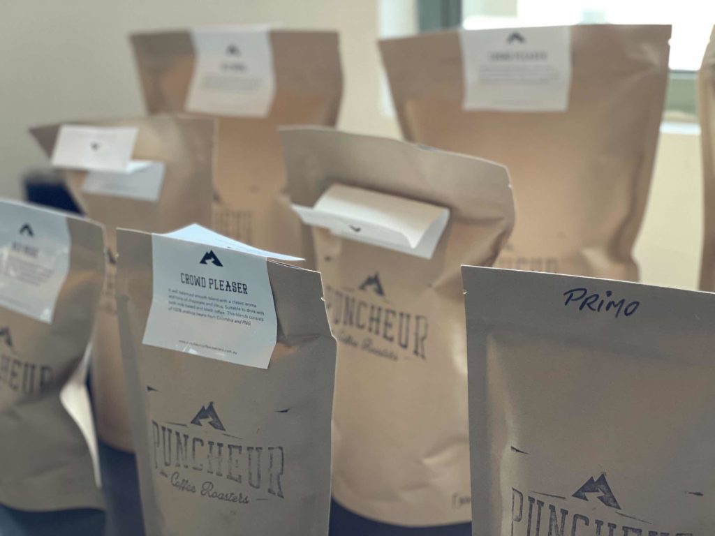 Puncheur Coffee on wholesale beans bagged up