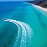 Boat turning in ocean at Fraser Island