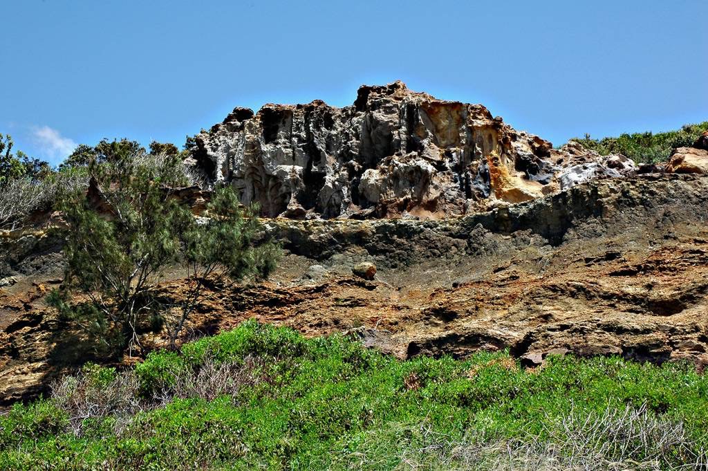 Cathedral Cliffs of coloured sand K'gari (Fraser) Island 