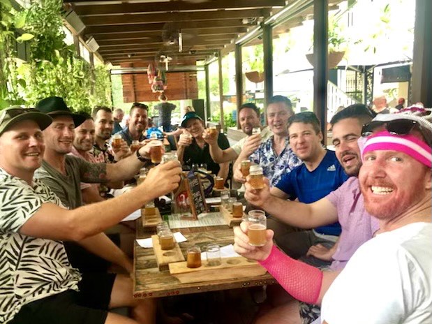 People enjoying their tour of the best Breweries on the Sunshine Coast