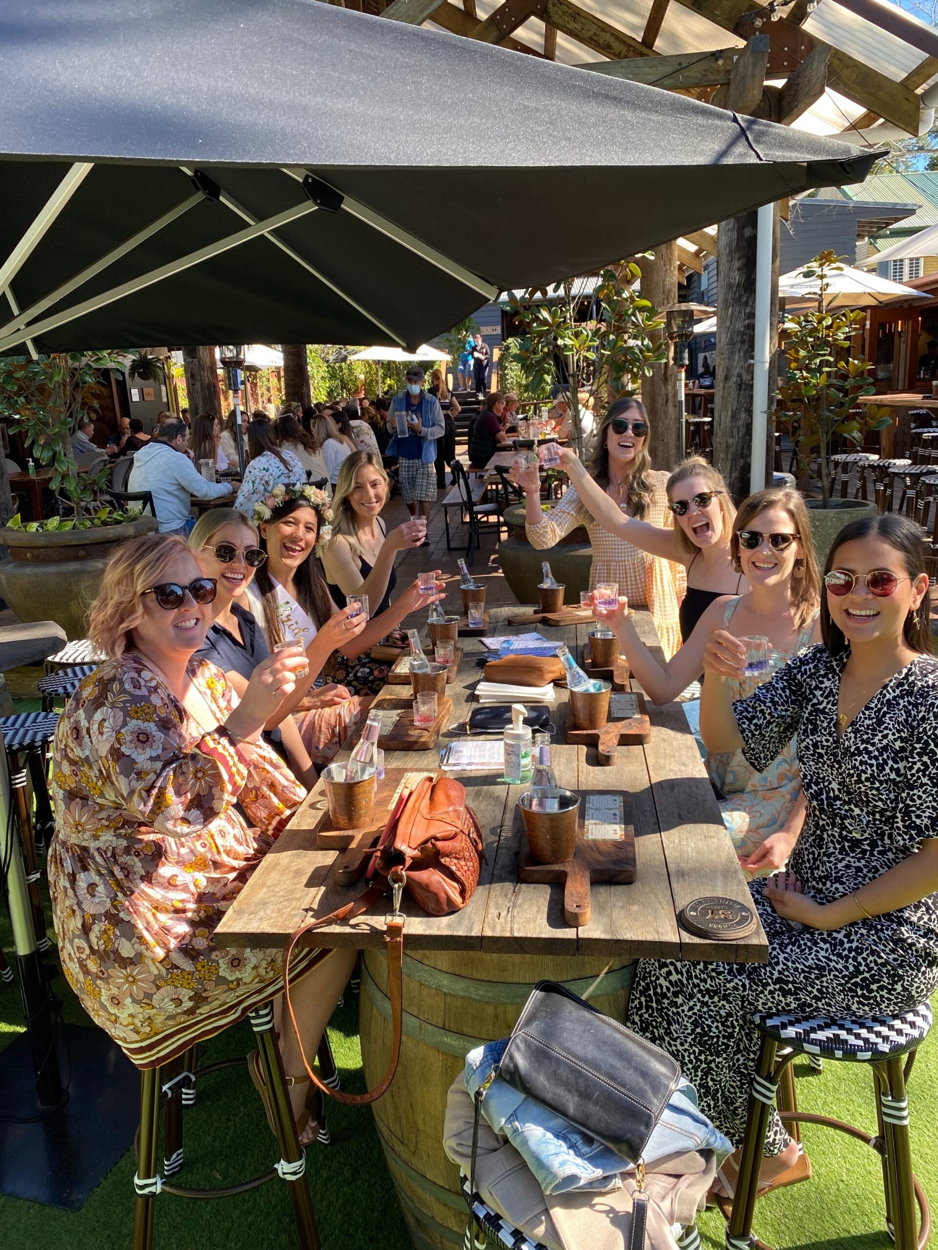 People enjoying their tour of the best Breweries on the Sunshine Coast