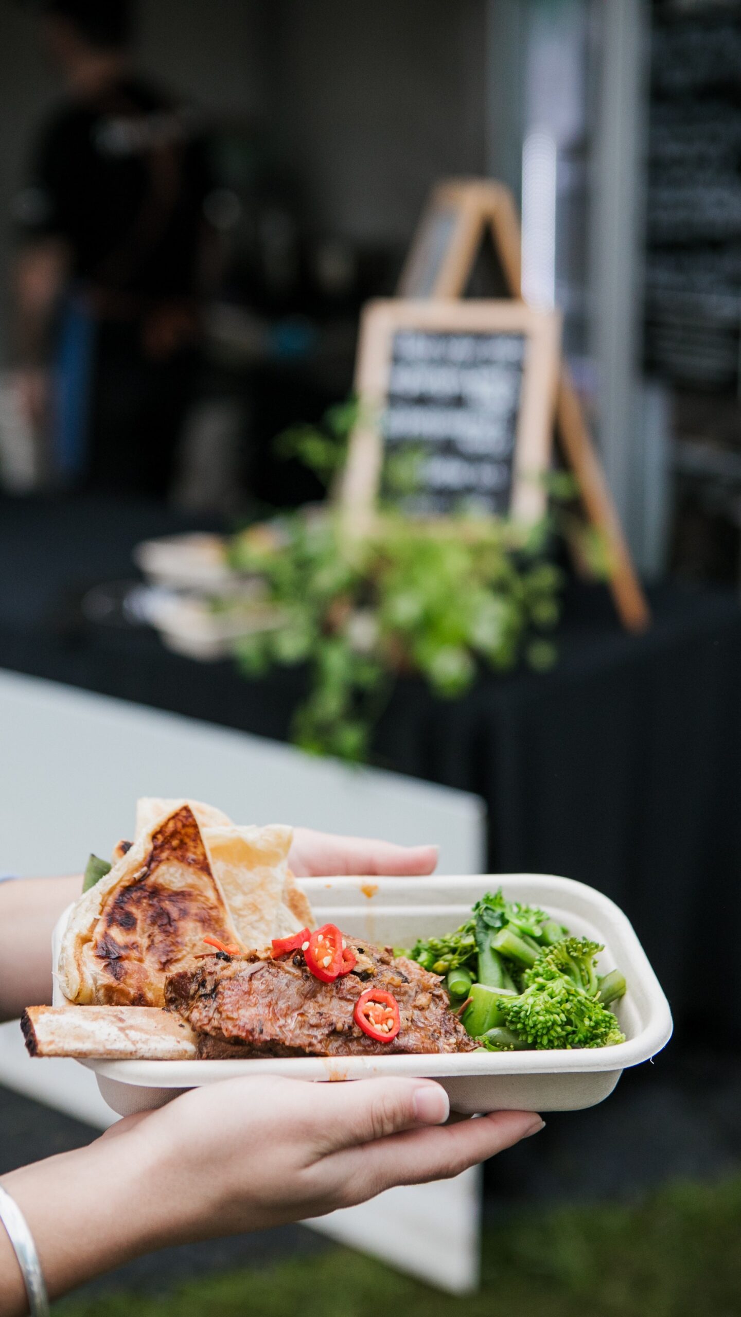 A tray of food at the festival village 