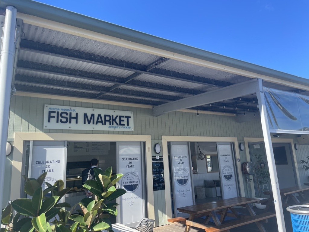 Noosa Harbour Fish Market with outdoor seating  in Noosa Marina
